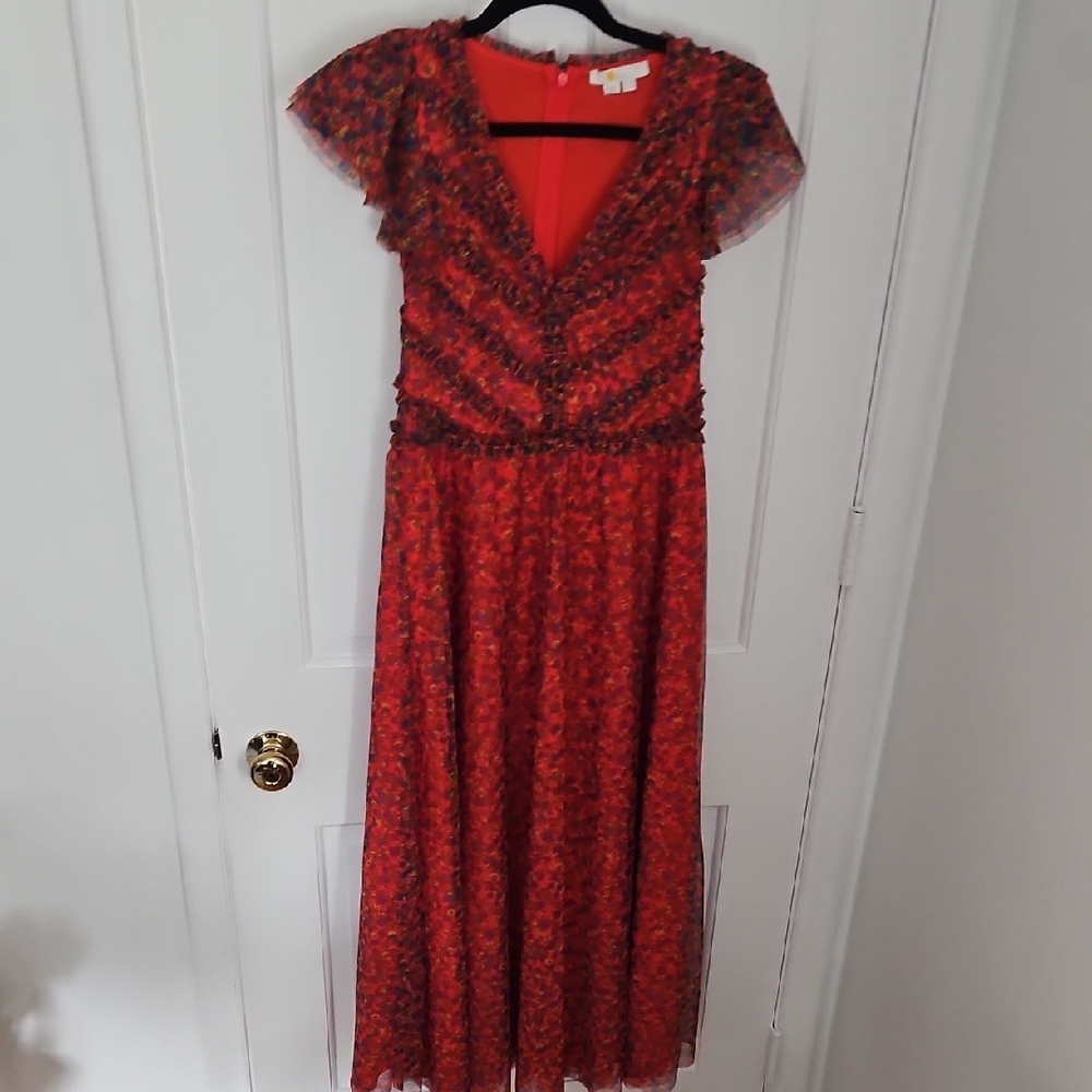 Boden Red and Black Midi Dress